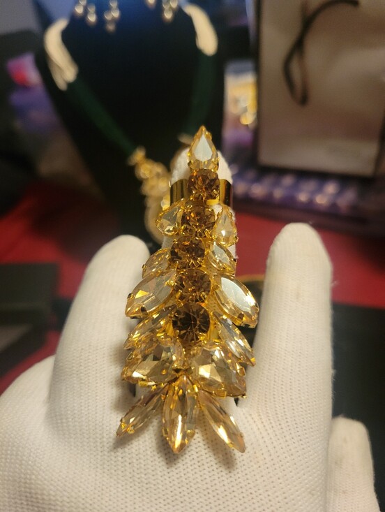Jewelry - Gold Crystal Statement Ring - Women Jewelry